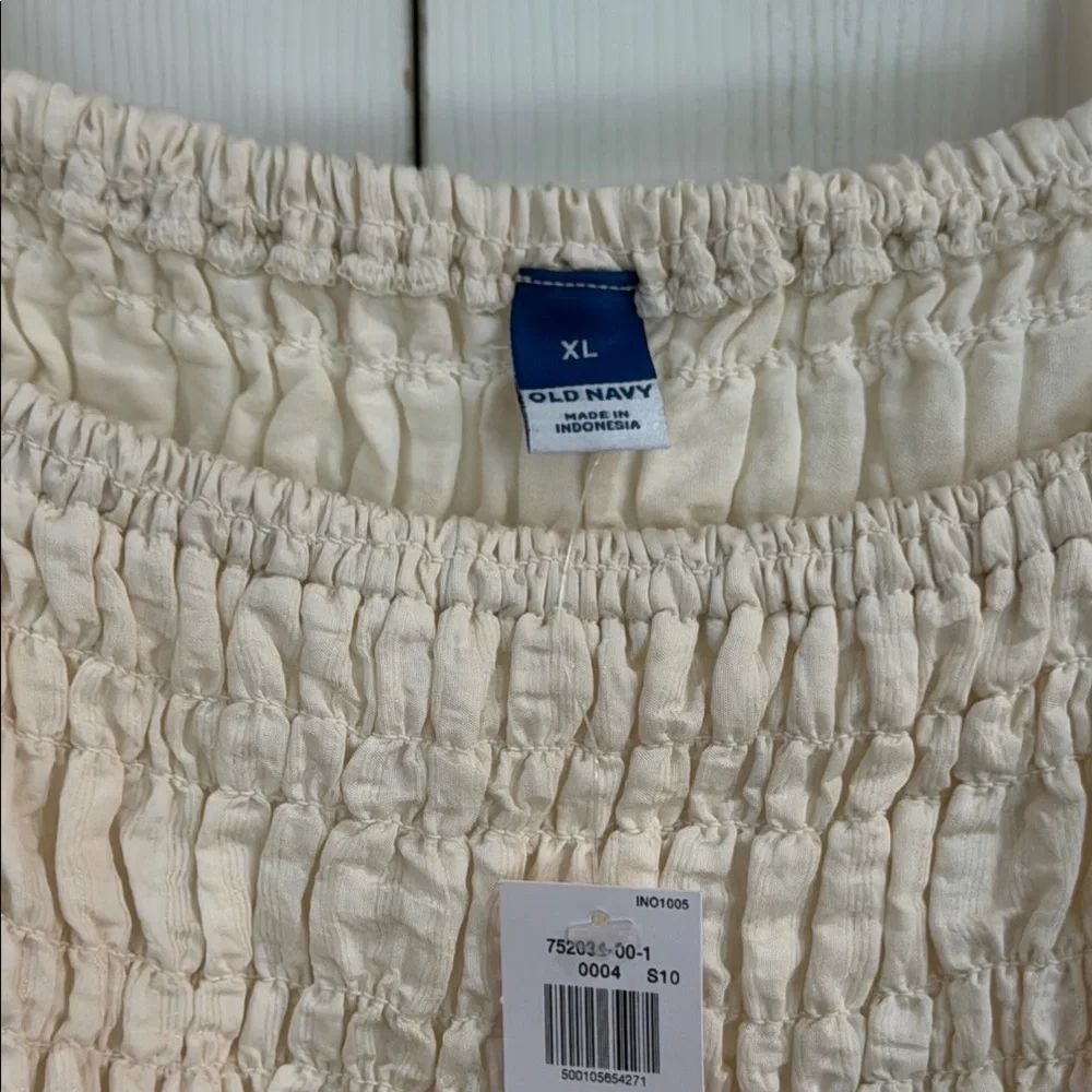Old Navy Cream Puff Sleeve Smocked Blouse